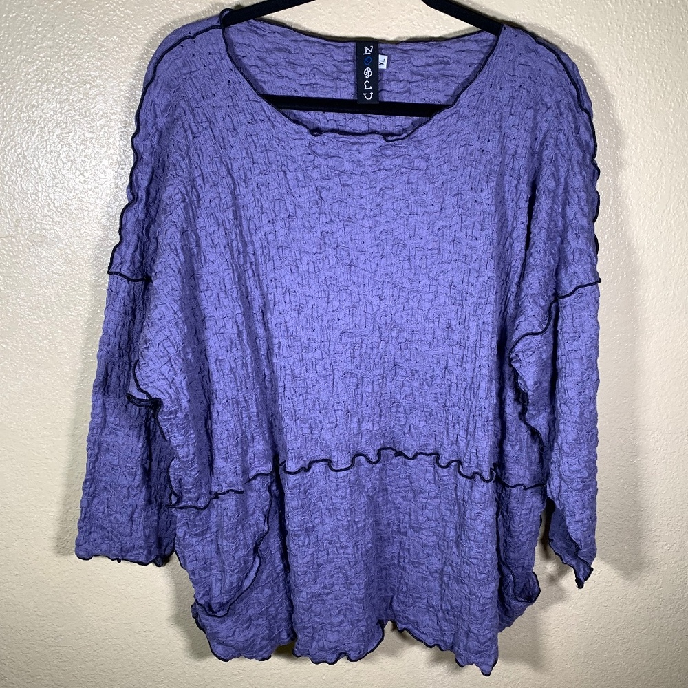 Vintage contrast stitch flowy blouse